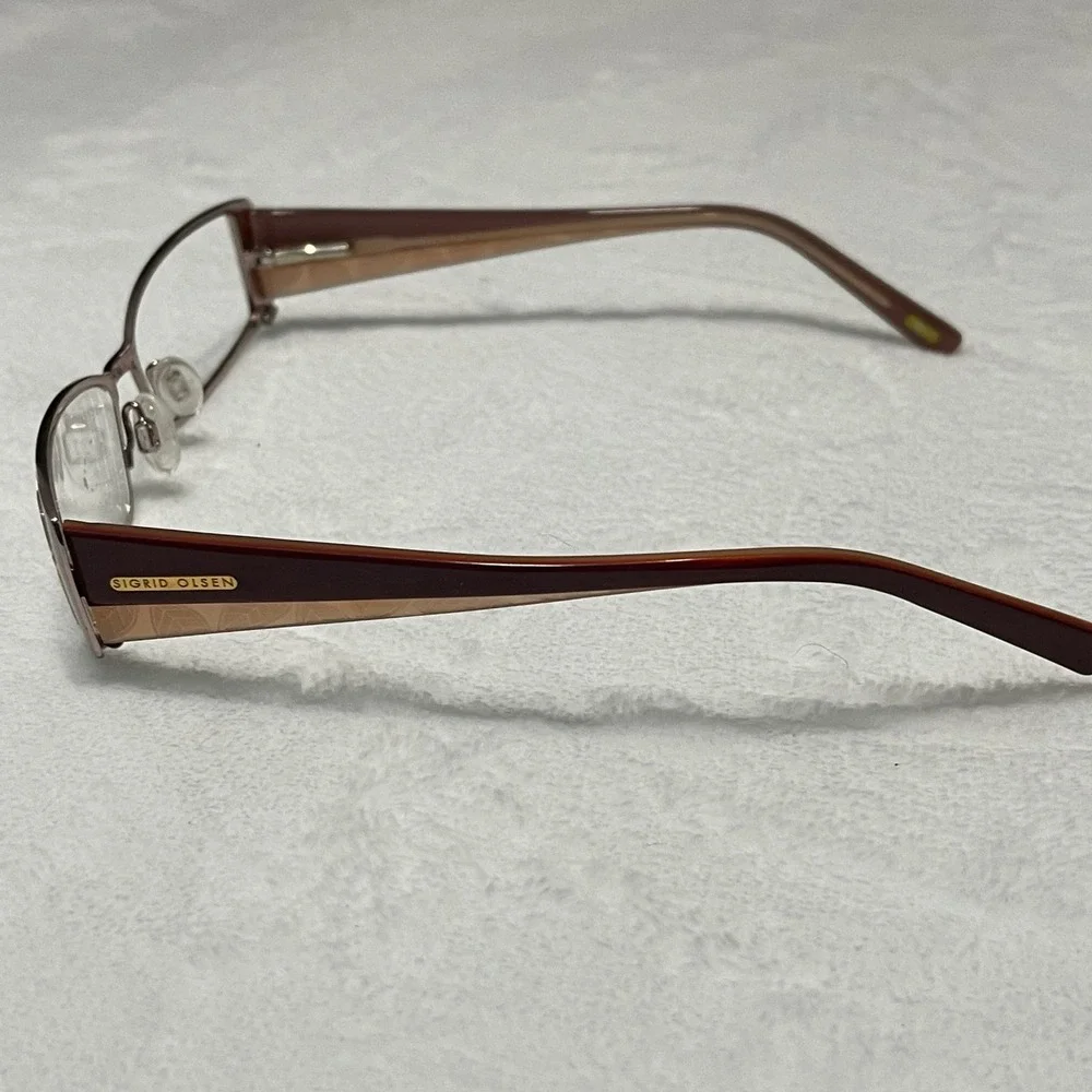 Sigrid Olsen SO 103 Blush Rose Eyeglasses Metal Frame Women Rectangle 135 Bridge